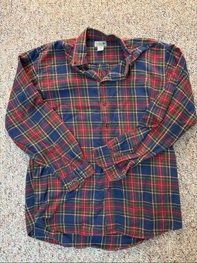 L.L.Bean Men's (tall) Plaid Flannel Shirt - Red & Navy